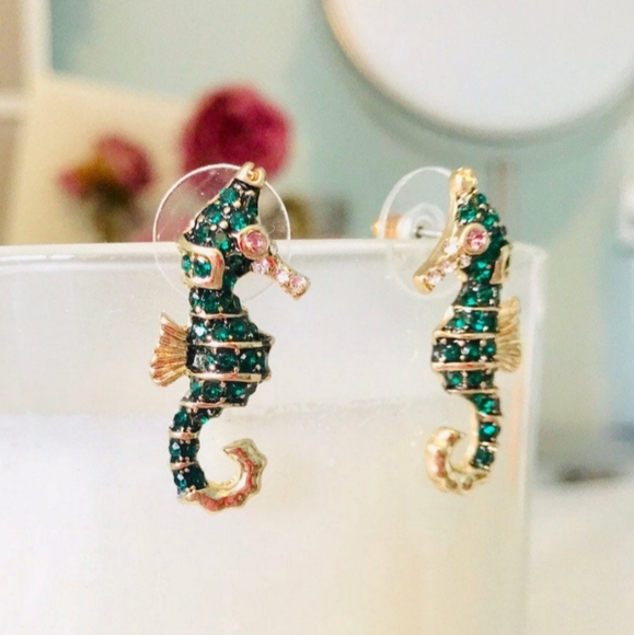 Crystal Seahorse Earrings - Picture 2 of 5